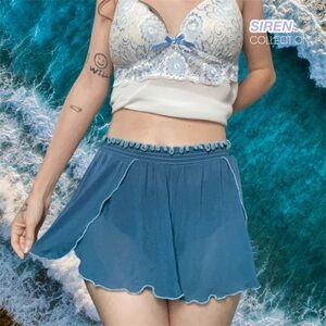 Out From Under by Urban Outfitters Kit Lettuce Edge Shorts in Blue